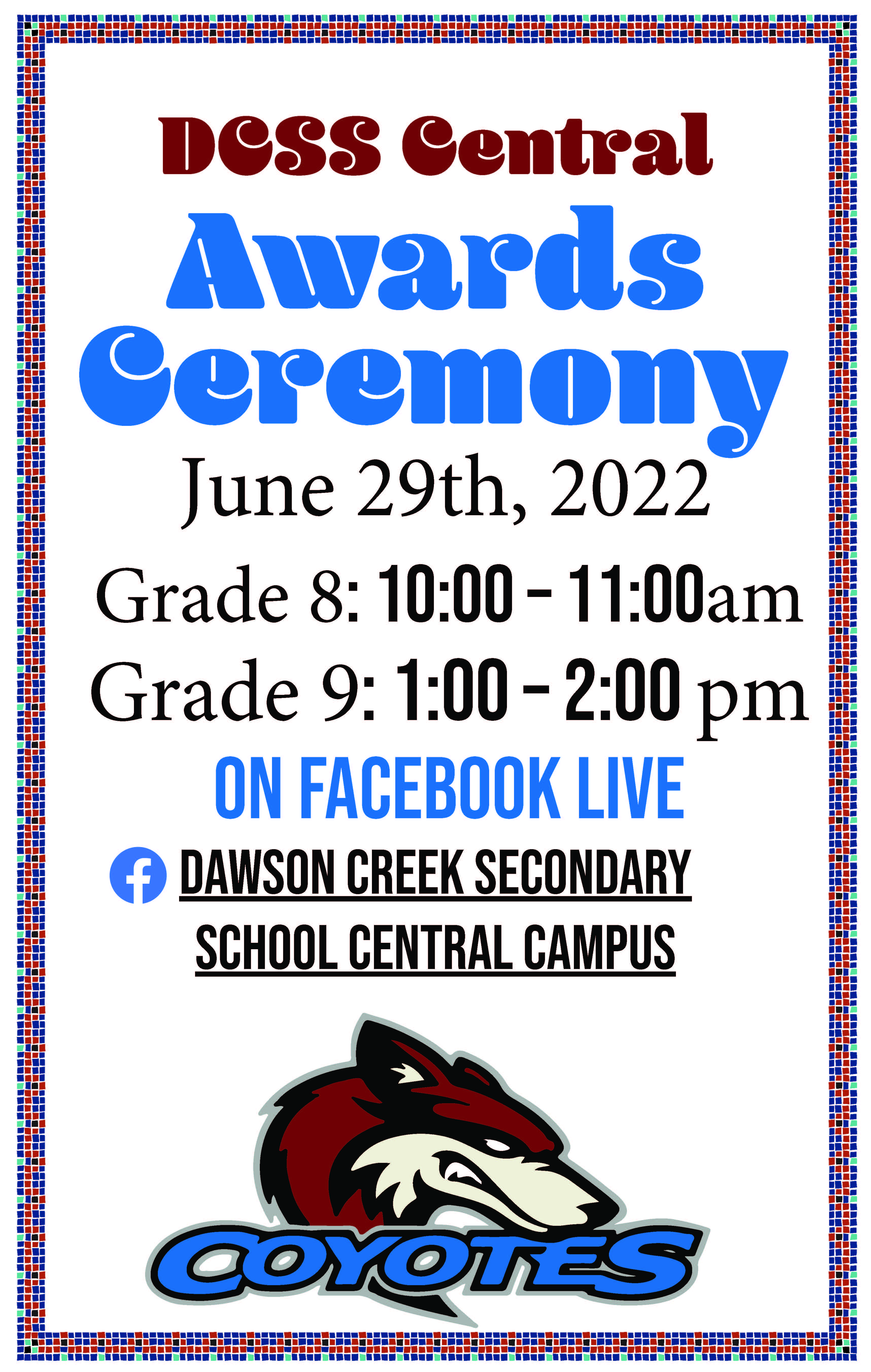 DCSS Central Awards Ceremony June 29th