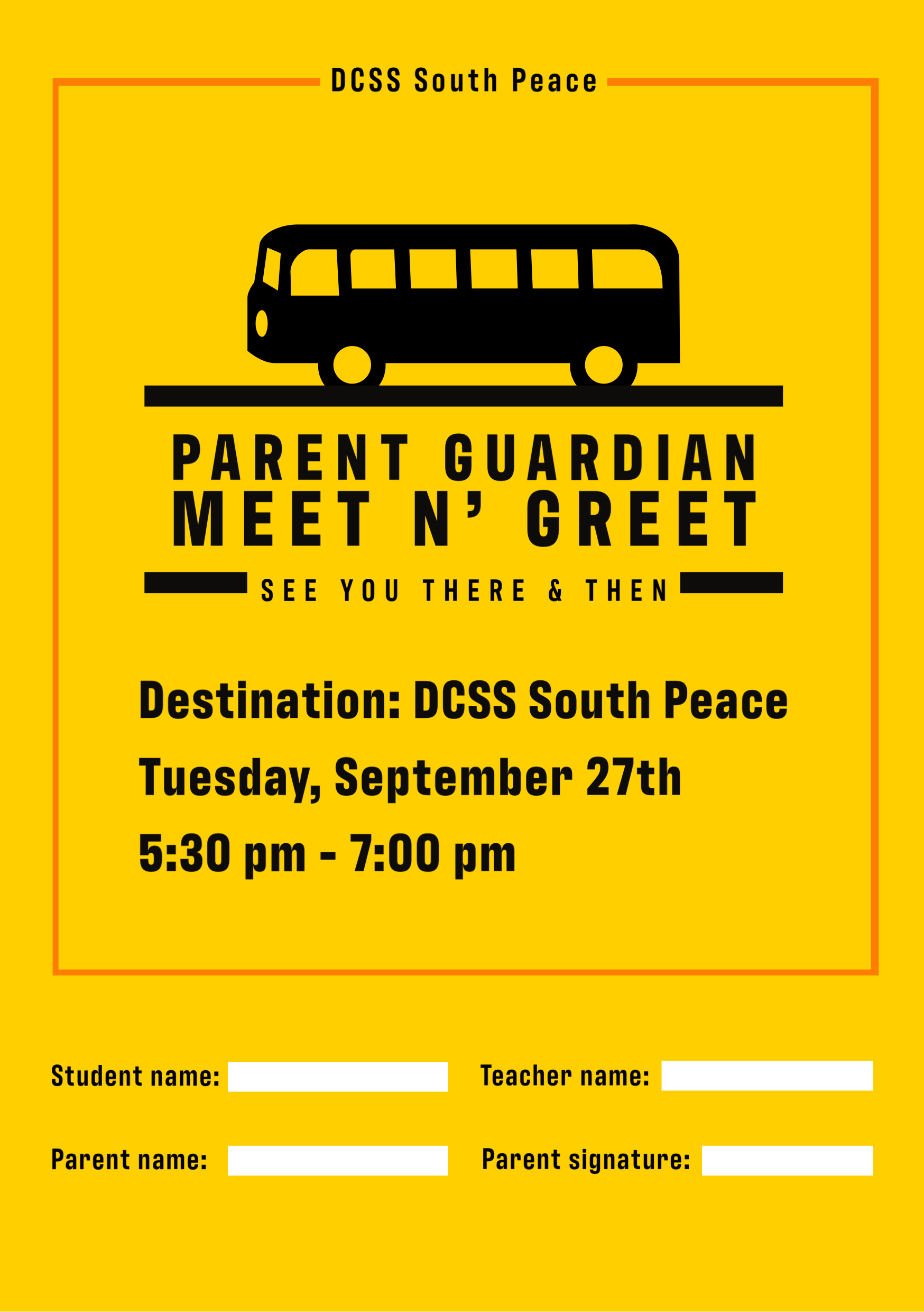 Parent Guardian Meet n’ Greet: Tuesday, Sept. 27th