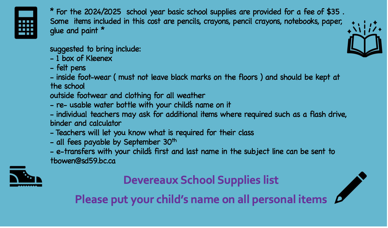 2024/2025 School Supply List