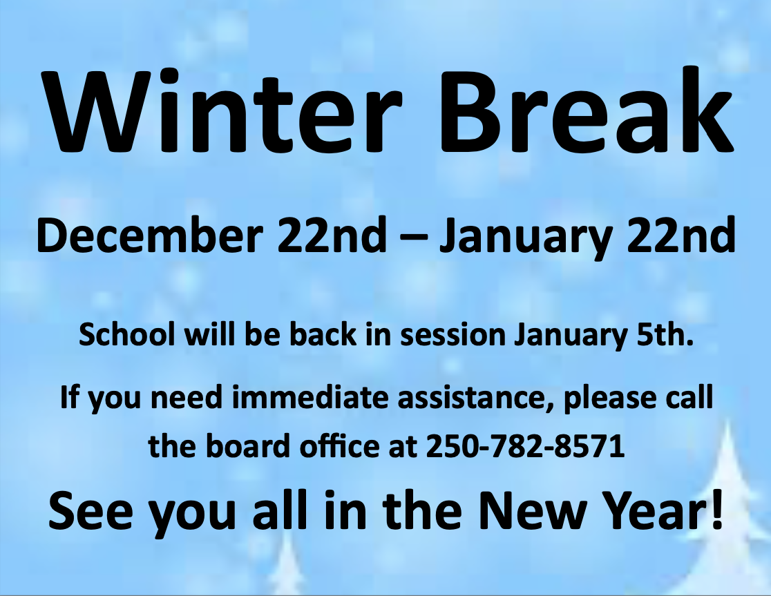 Winter Break December 22nd - January 2nd