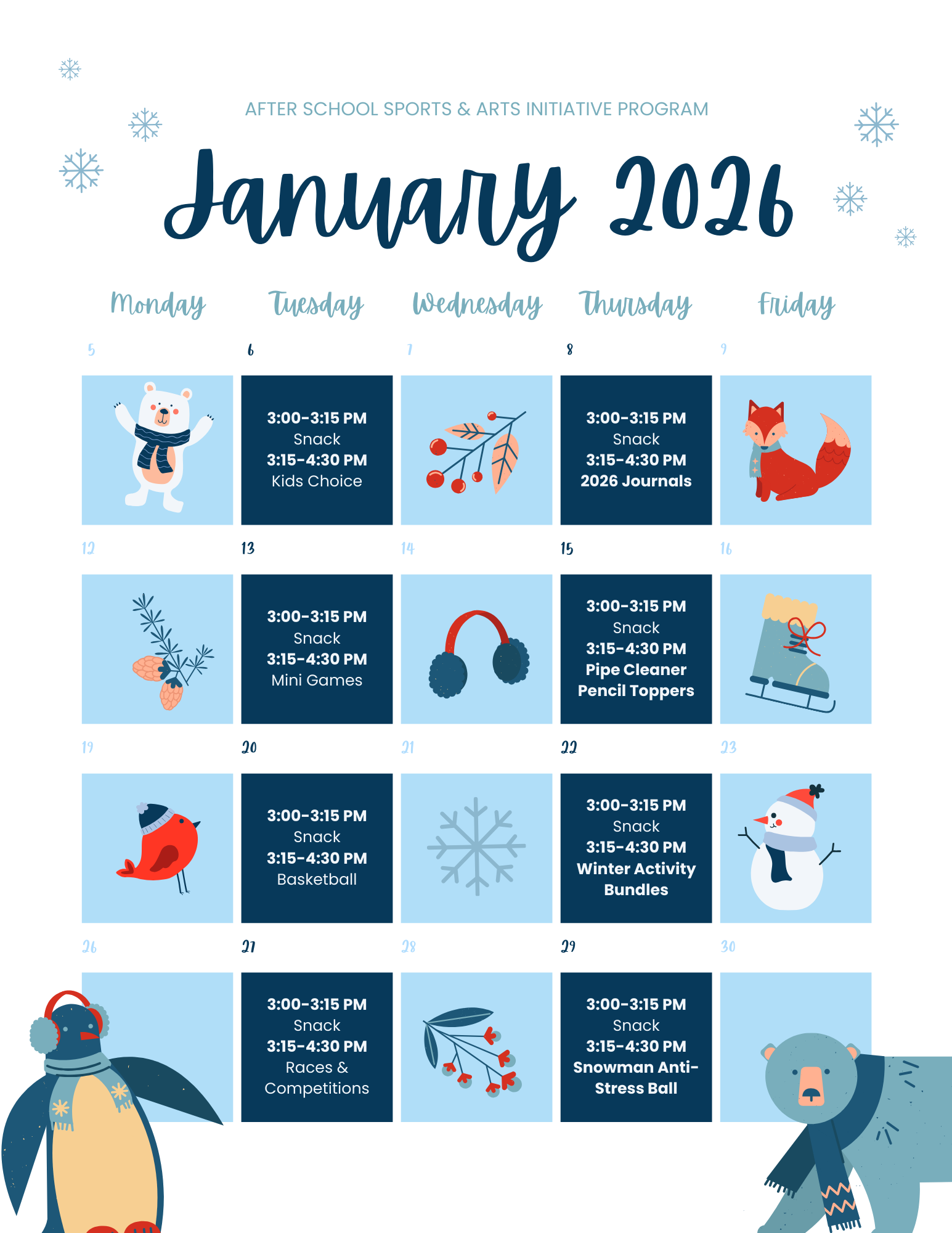 January: After School Program at Windrem Elementary