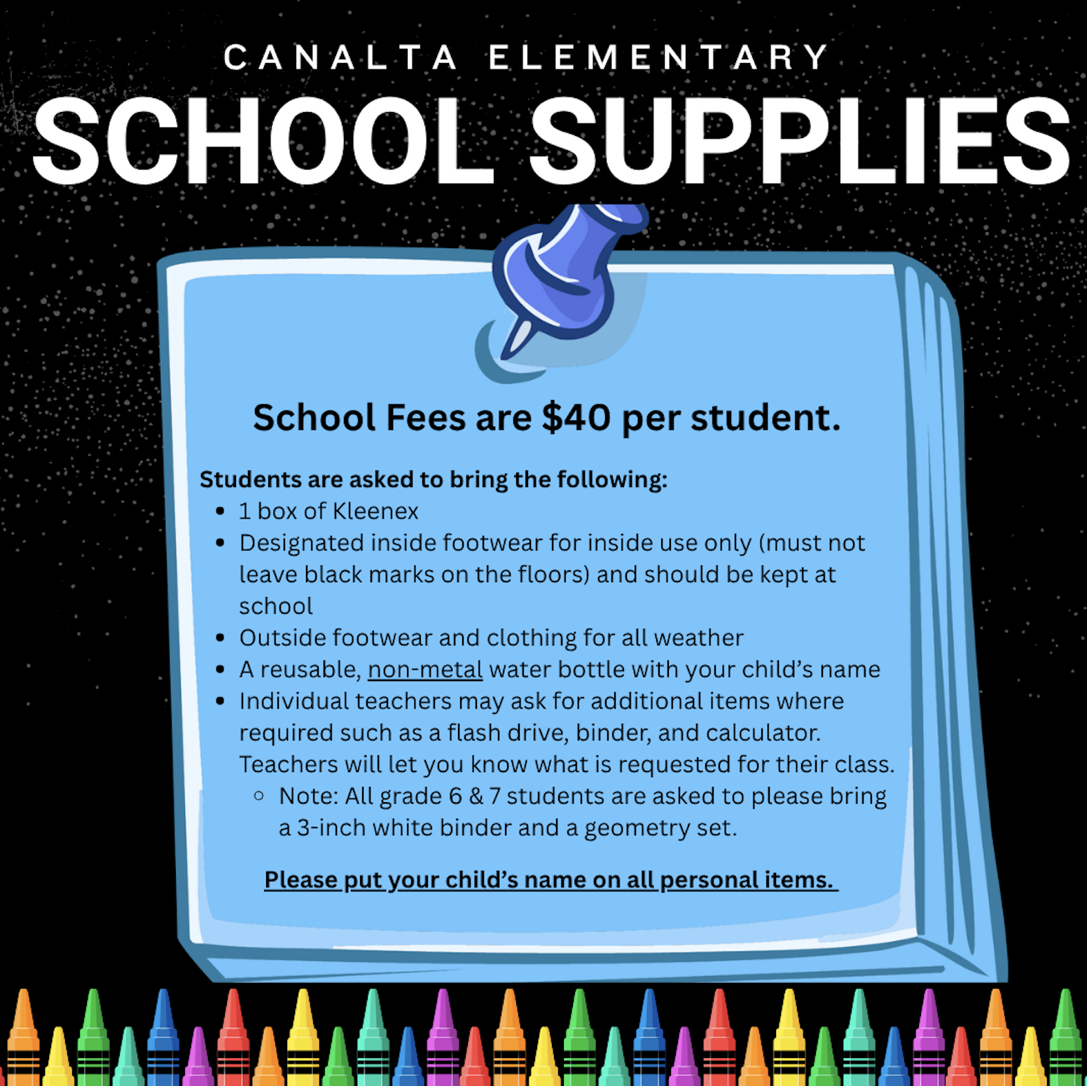 Canalta School Supplies