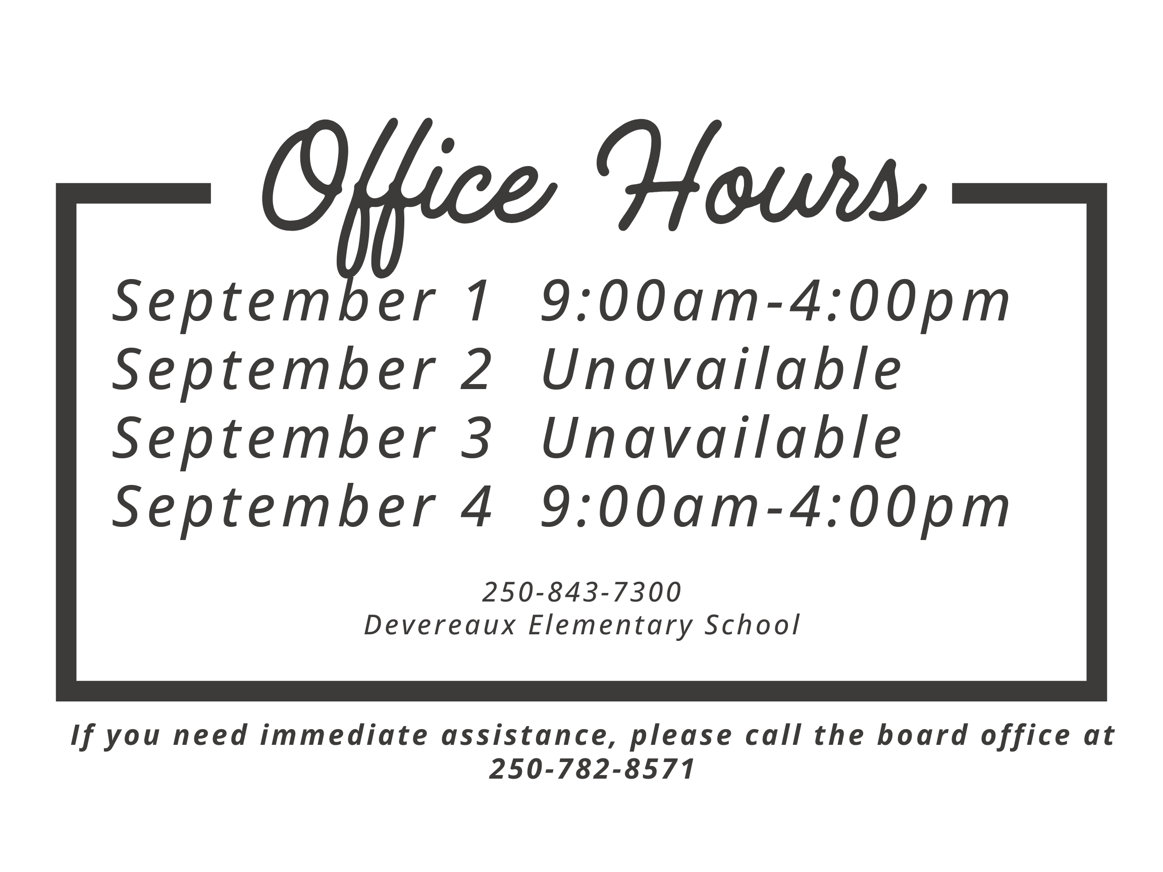 End of Summer Office Hours