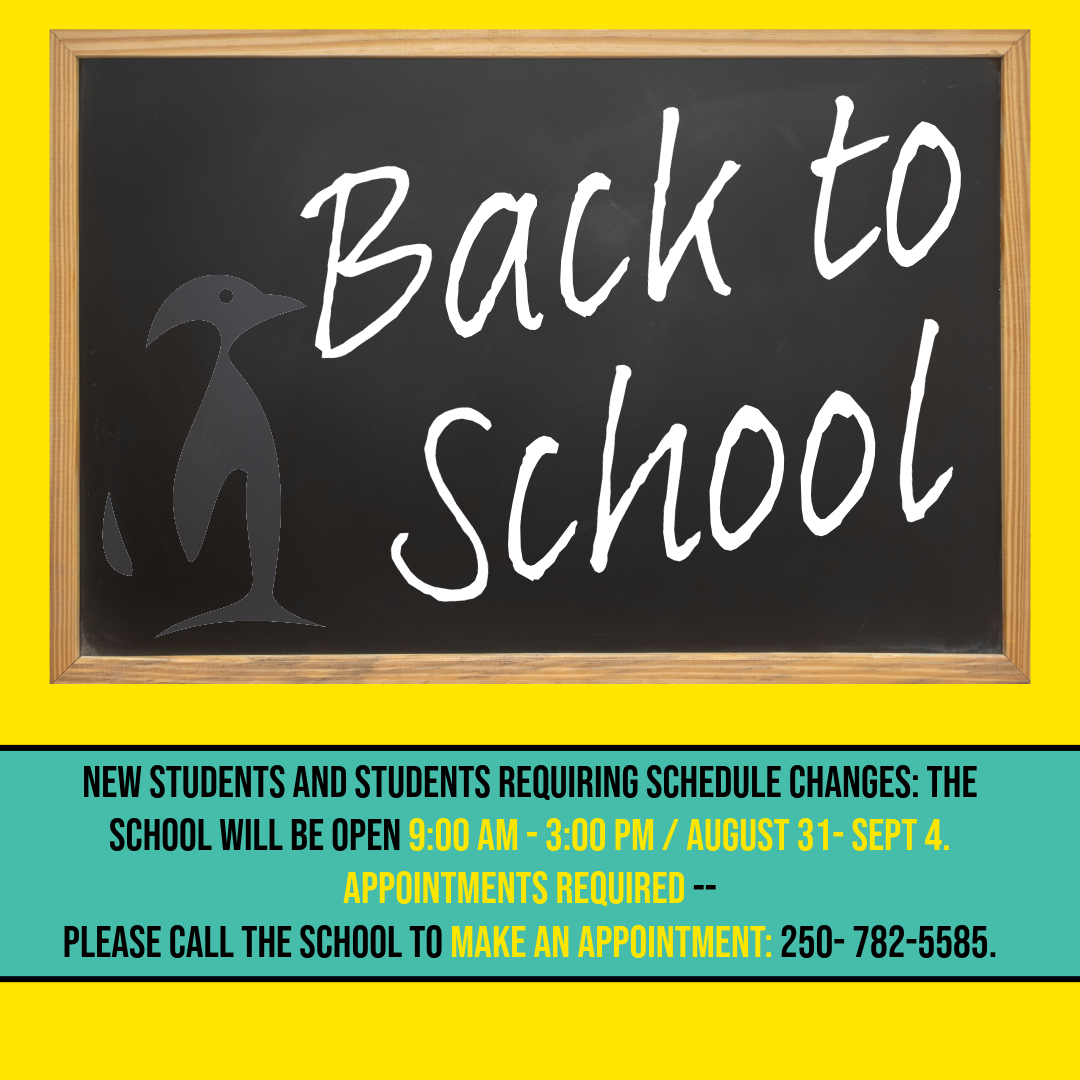 Schedule Change? Please Make an Appointment Aug.31- Sept. 4
