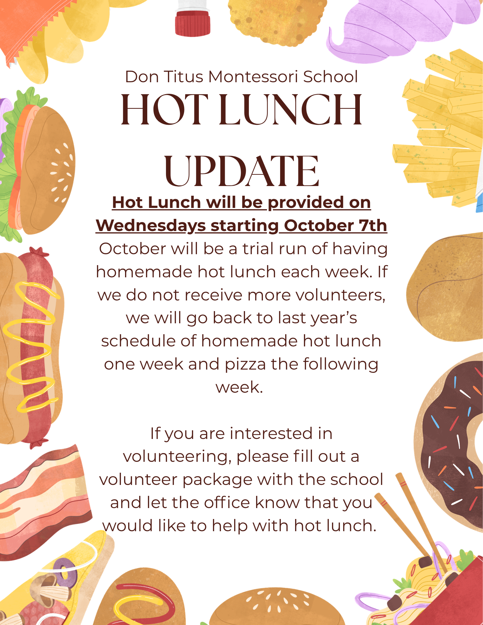 PAC Hot Lunch Update