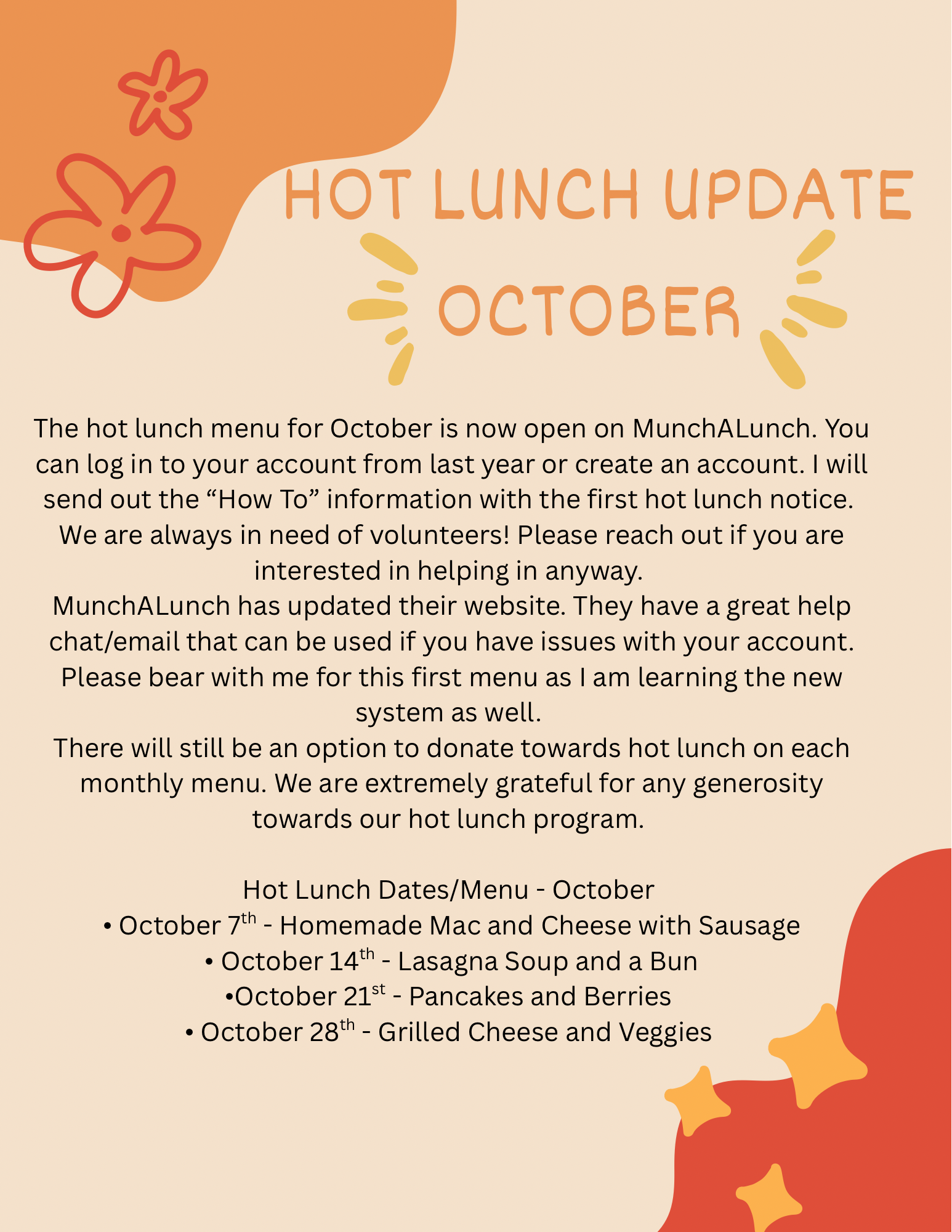 October hot lunch