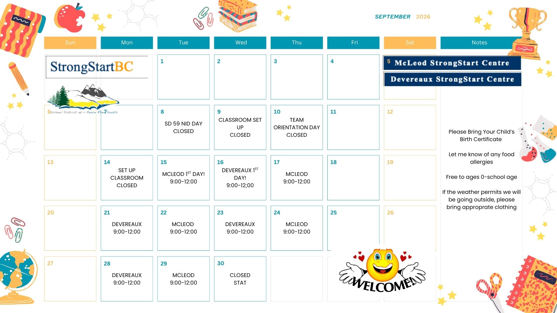 Strong Start Calendar