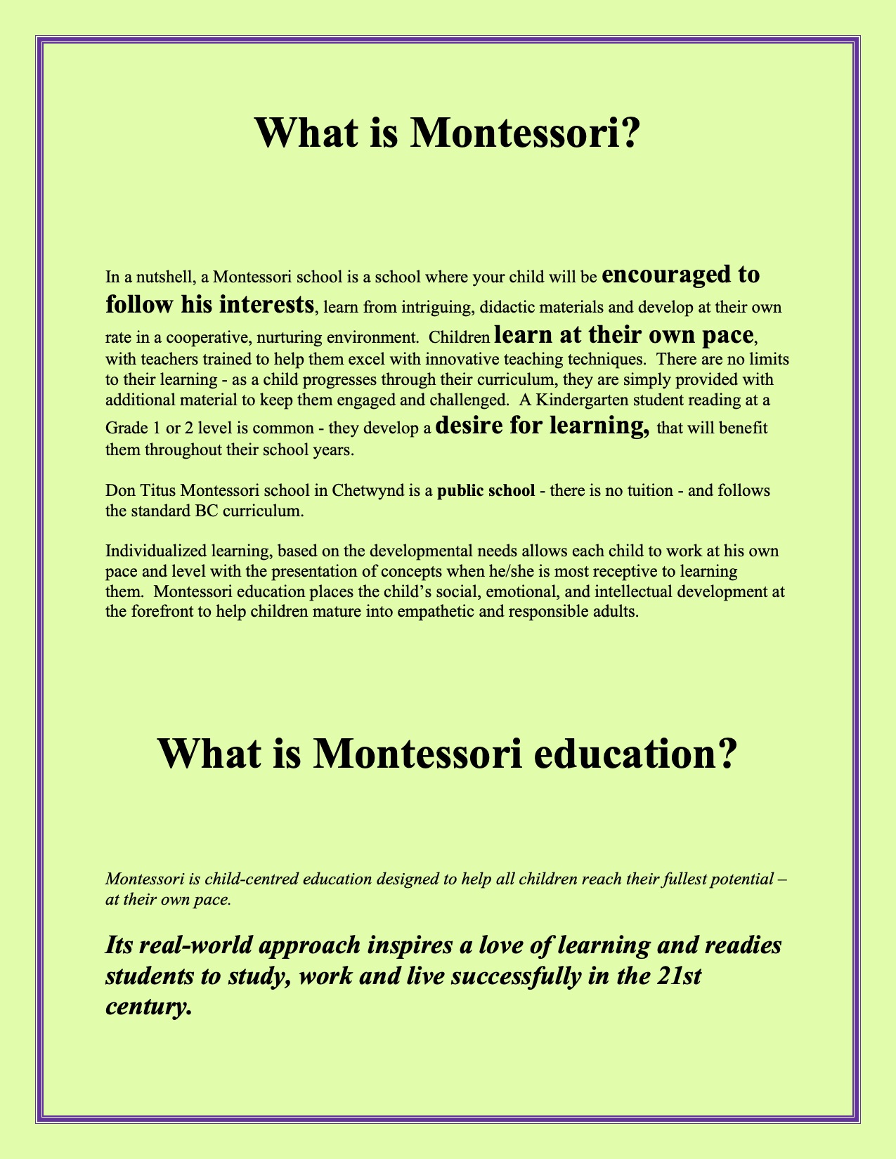 What is Montessori & what is Montessori education