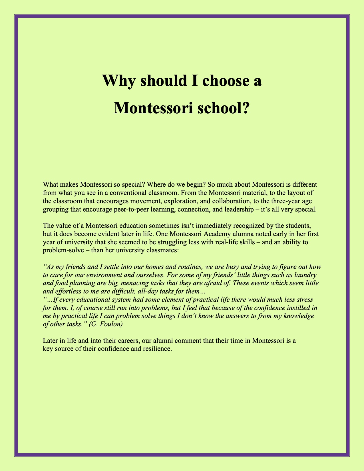 Why should I choose a Montessori school