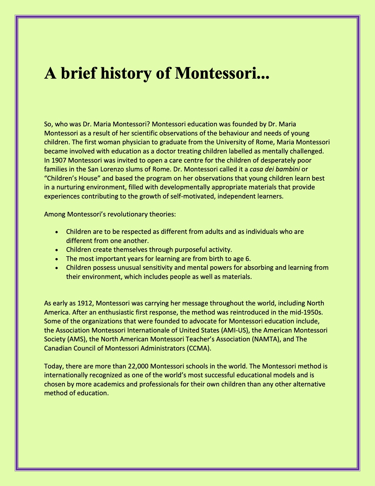 A Brief History of Montessori