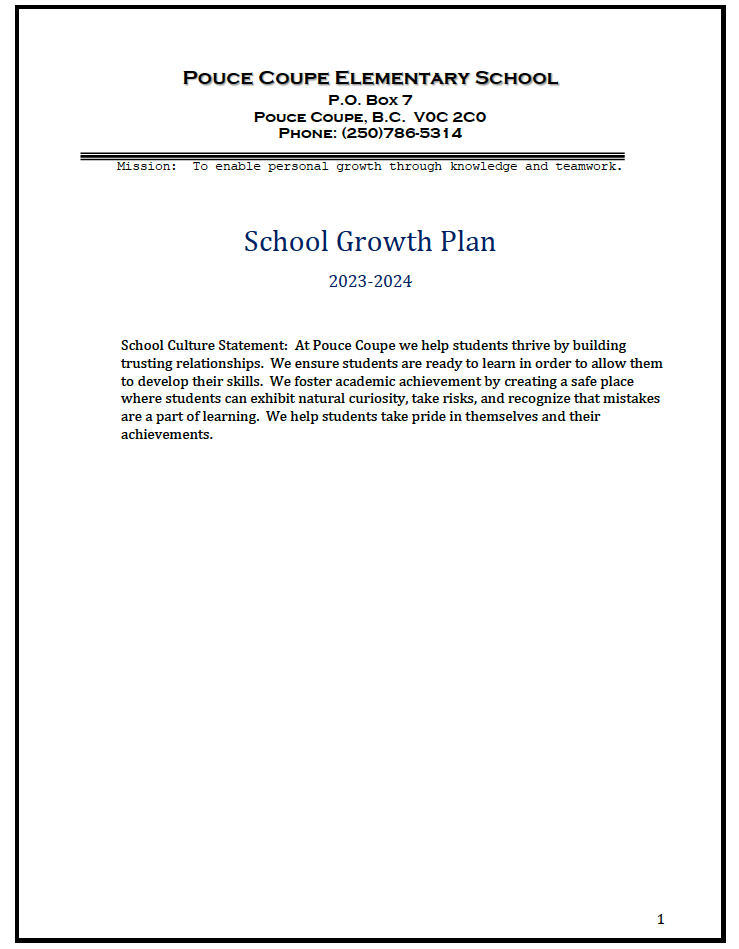 School Growth Plan 2023-2024