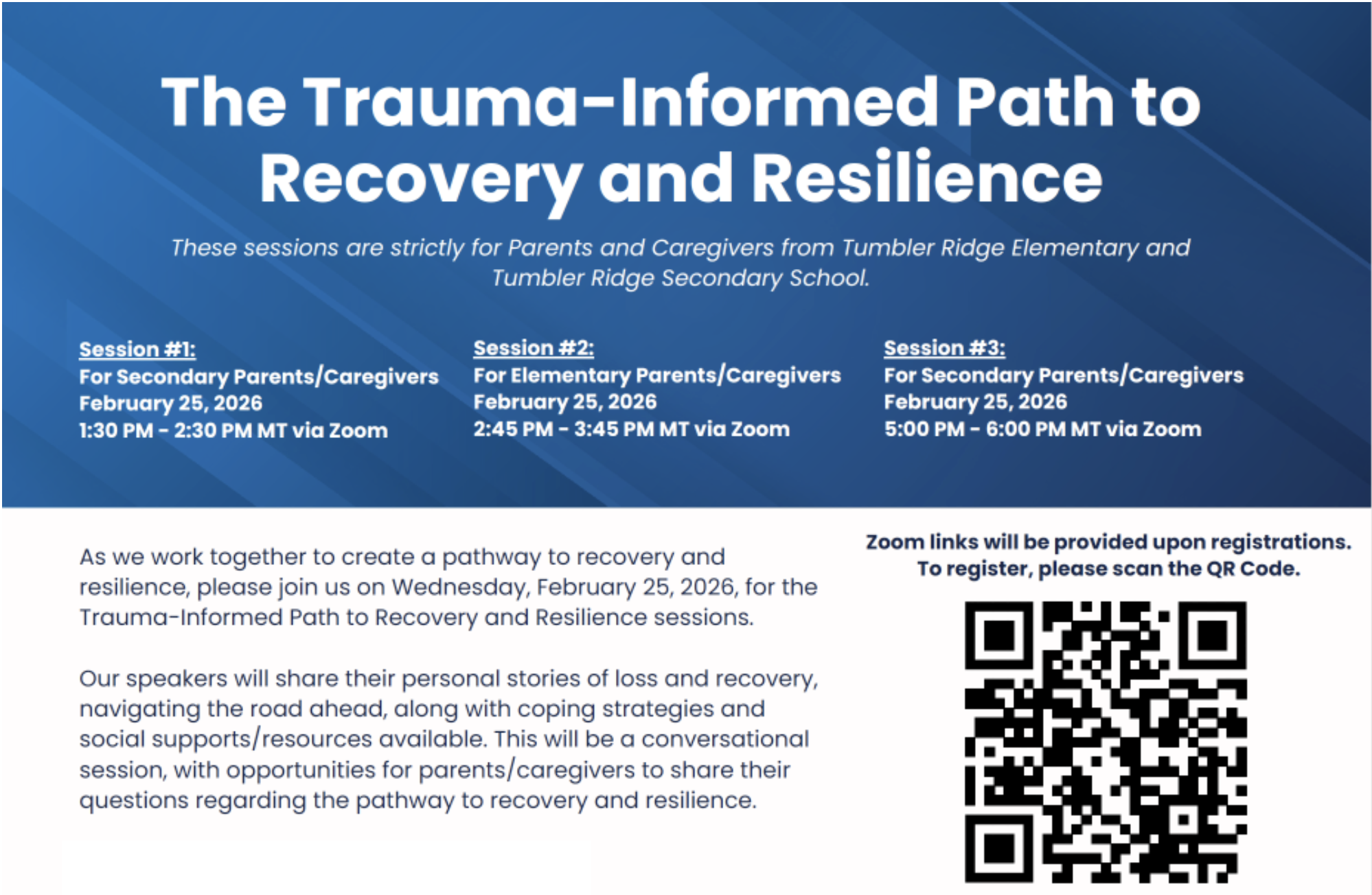 Trauma-Informed Path to Recovery and Resilience session information